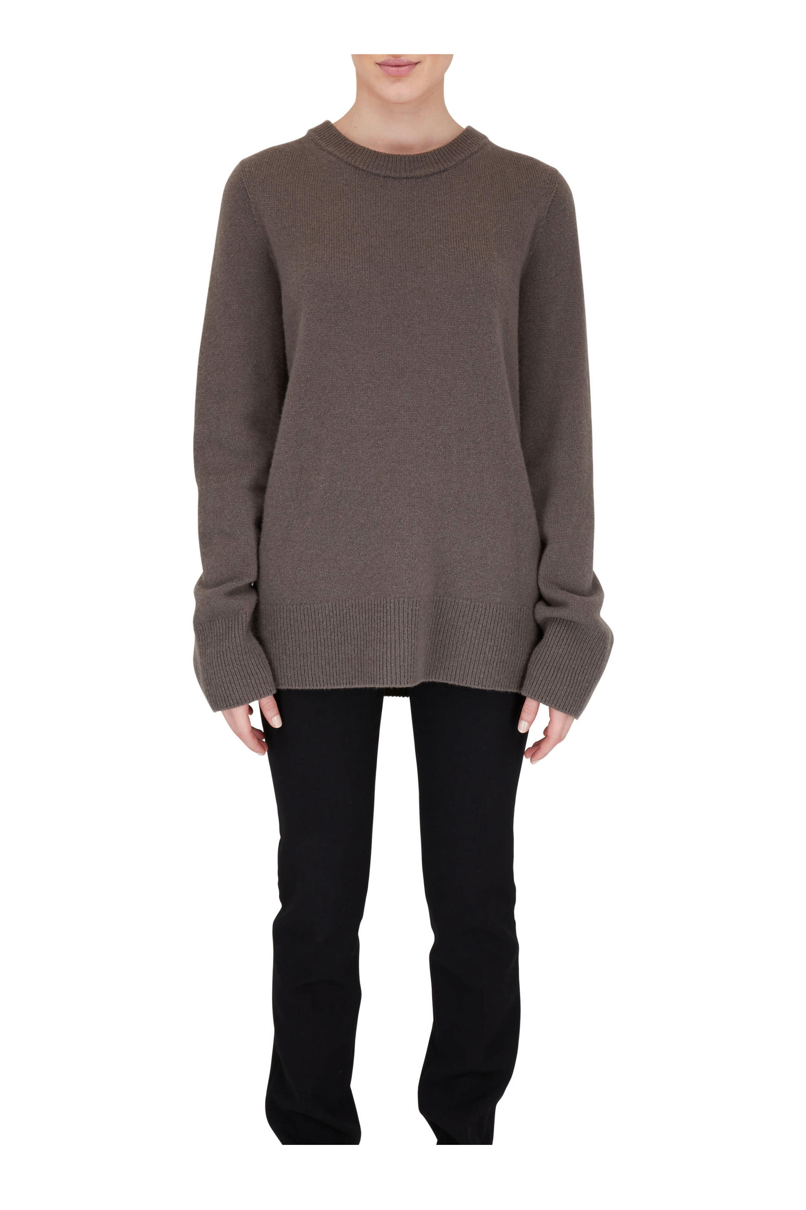 The Row Sibina Derby Grey Wool Cashmere Crewneck Sweater