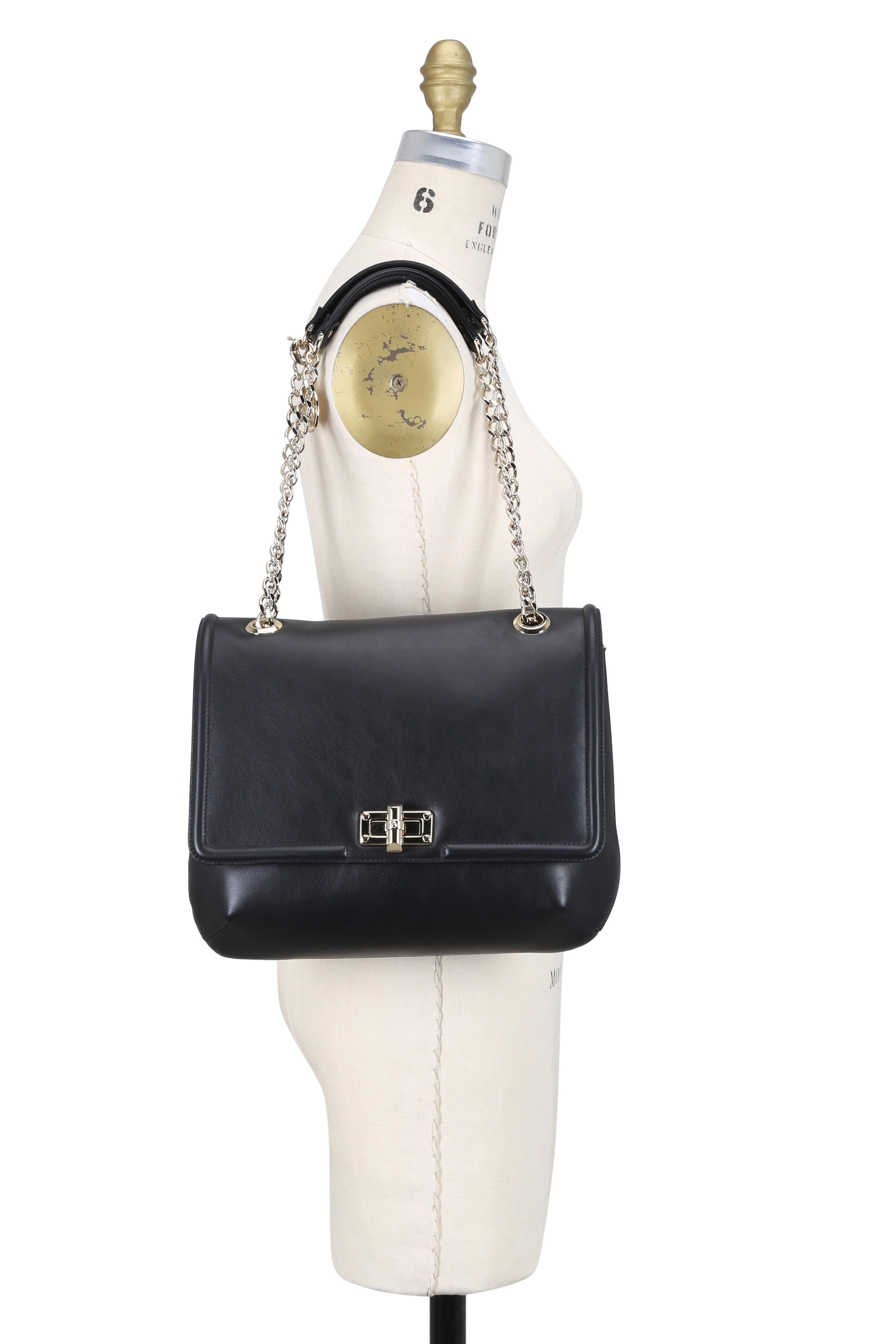 Lanvin - Happy Black Leather Medium Flap Shoulder Bag