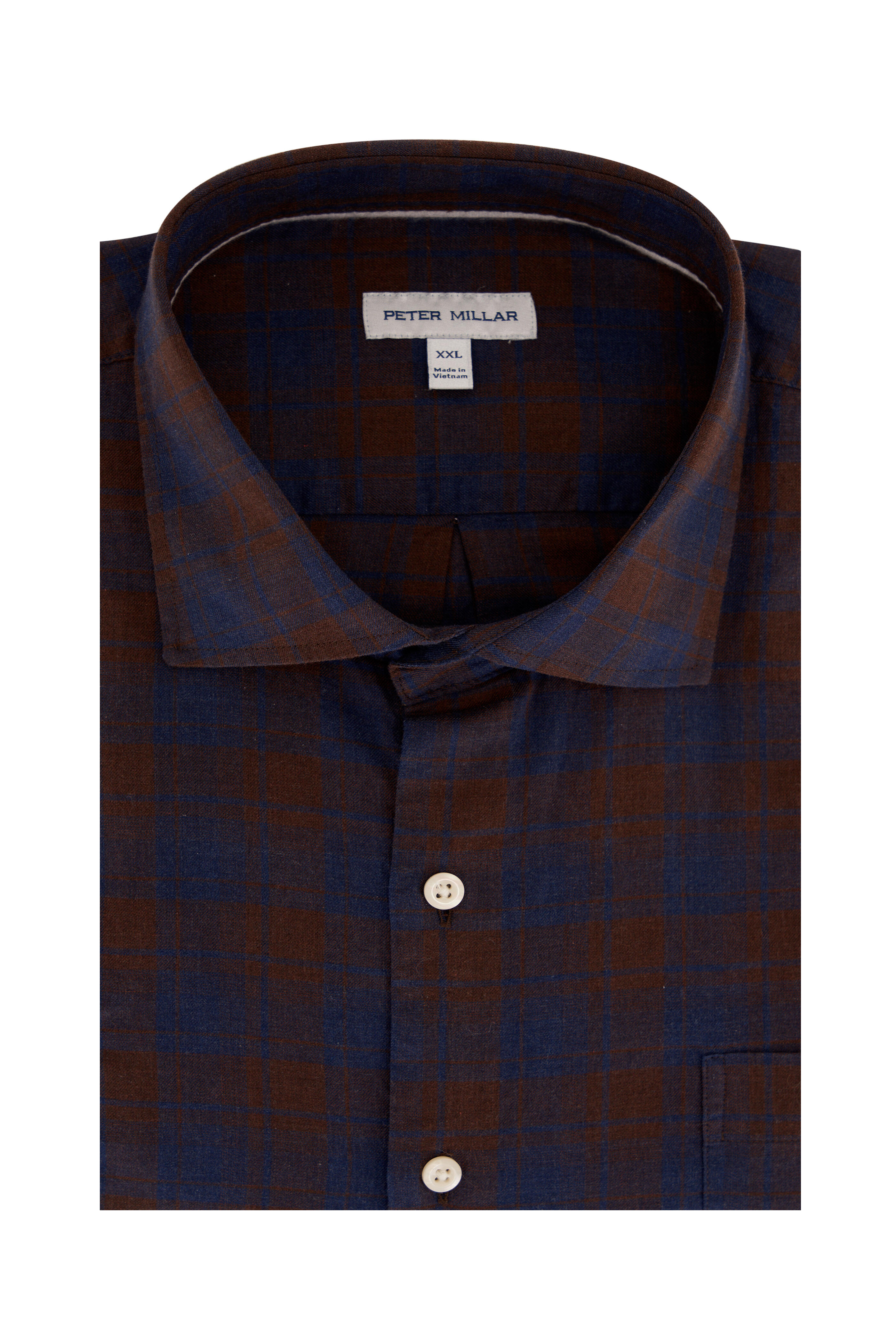 Peter Millar - Carr Navy & Rust Plaid Cotton Sport Shirt