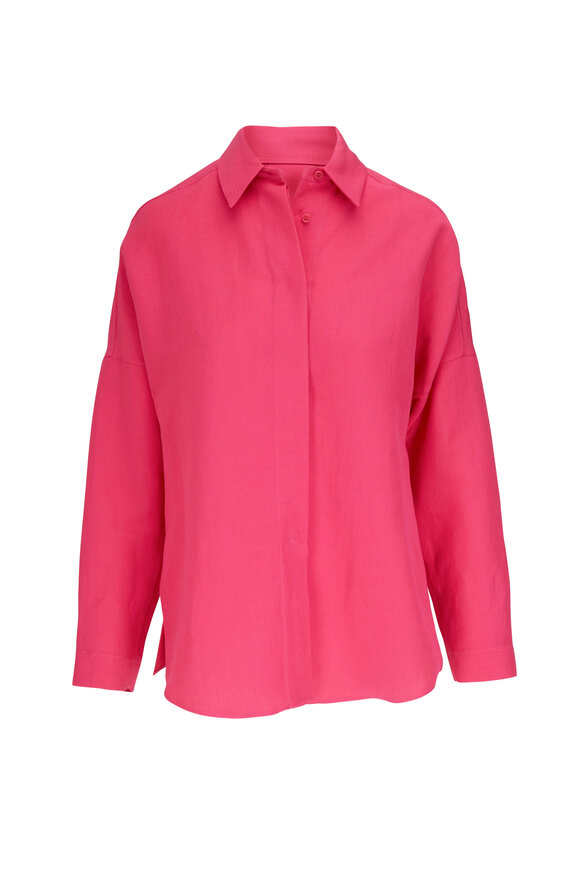 Akris Punto - Hot Pink Stretch Linen Relaxed Fit Blouse