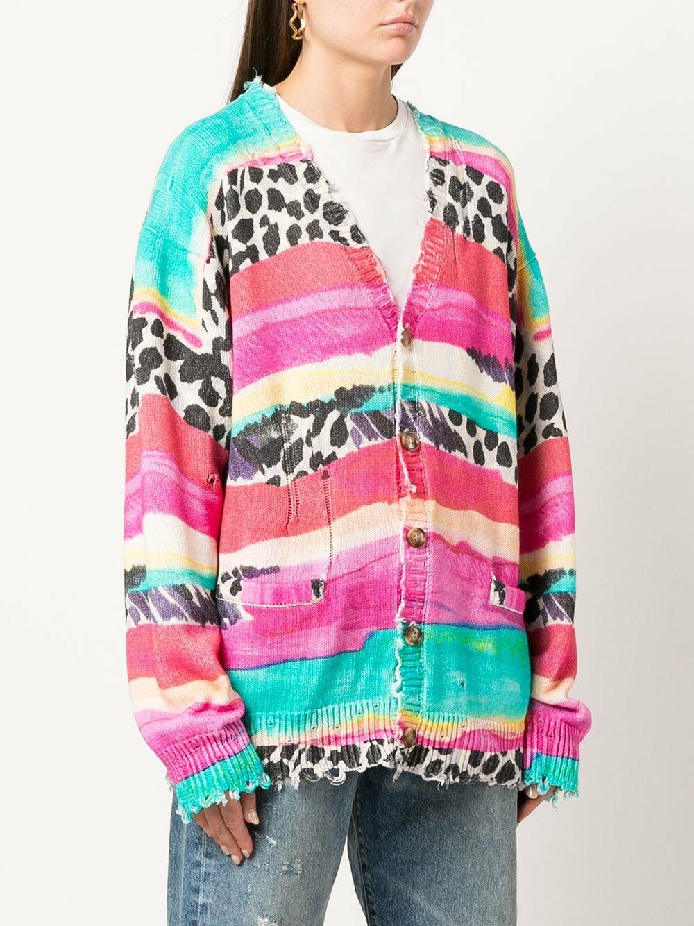 R13 Multi Stripe Distressed Edge Cardigan Mitchell Stores