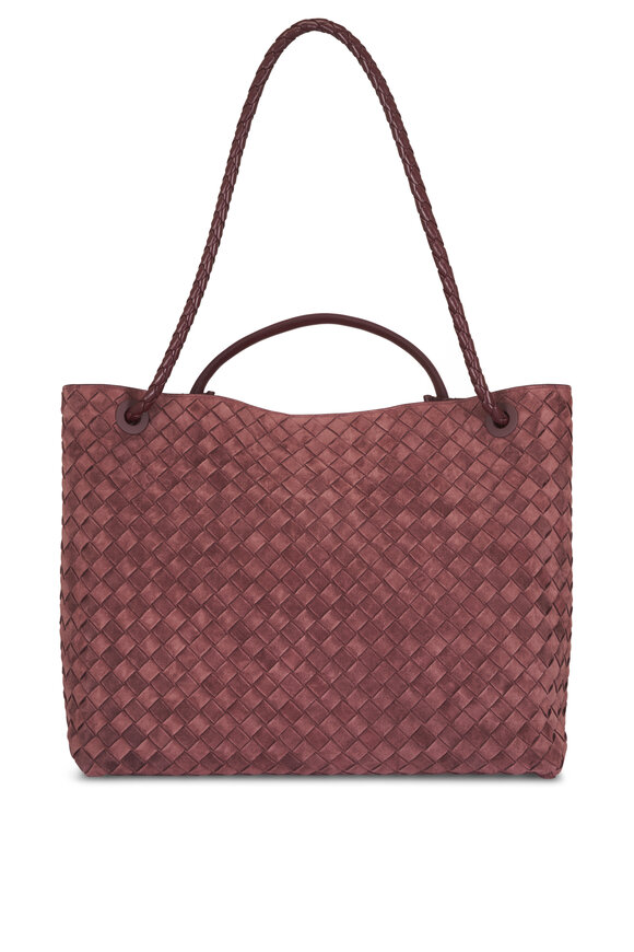 Bottega Veneta Large Andiamo Mahogany Intrecciato Suede Bag - view 2