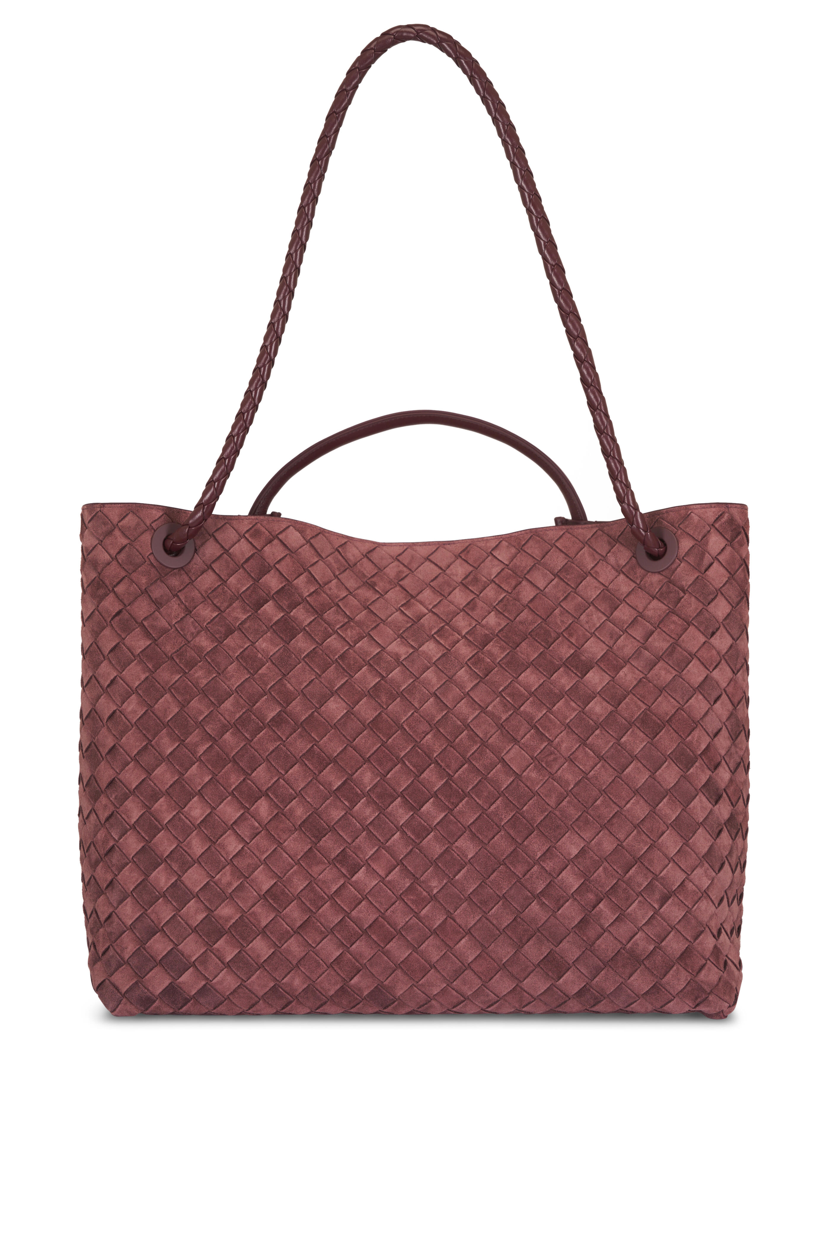 Bottega Veneta - Large Andiamo Mahogany Intrecciato Suede Bag - view 2
