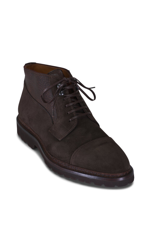 Bontoni Dark Chocolate Suede & Leather Lace Up Boot 