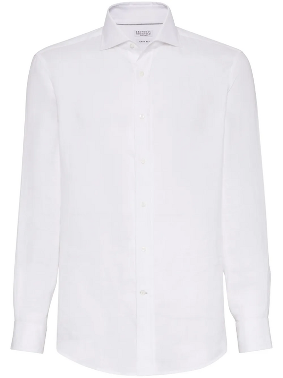 Brunello Cucinelli - White Linen Sport Shirt | Mitchell Stores