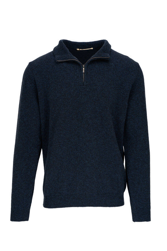 Maurizio Baldassari - Winter Mouline Blue Quarter Zip Pullover