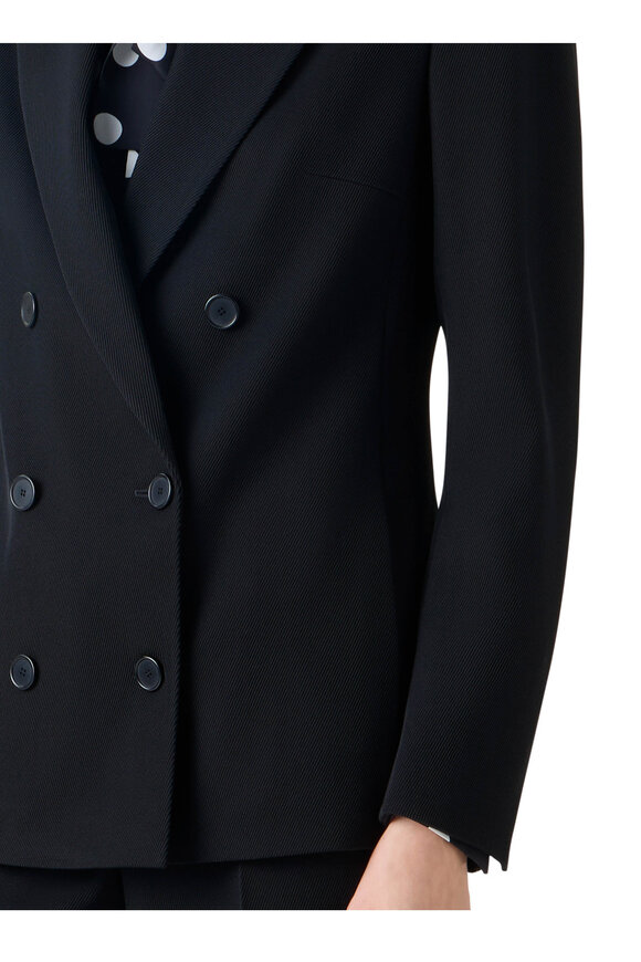 Akris Punto Black Tricotine Wool Double-Breasted Jacket - view 5