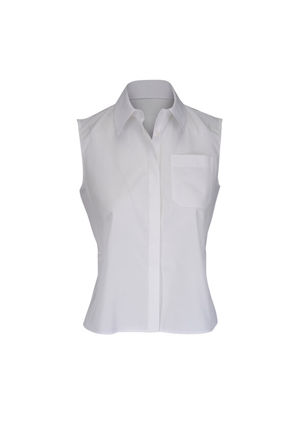 Akris White Cotton Sleeveless Blouse