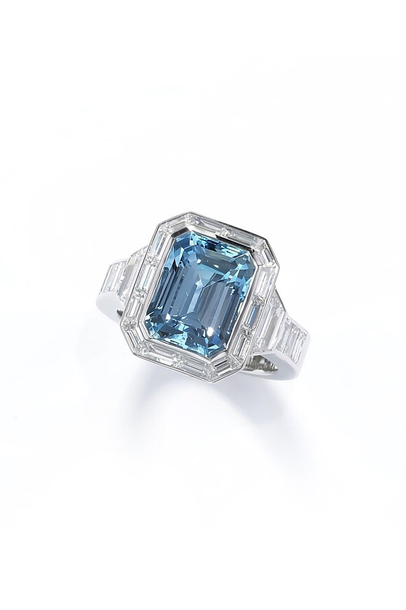 Nam Cho 18k Madagascar Blue Aquamarine & Diamond Ring - view 1