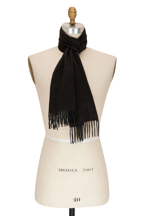 Alex Begg Arran Charcoal Chocolate Reversible Cashmere Scarf