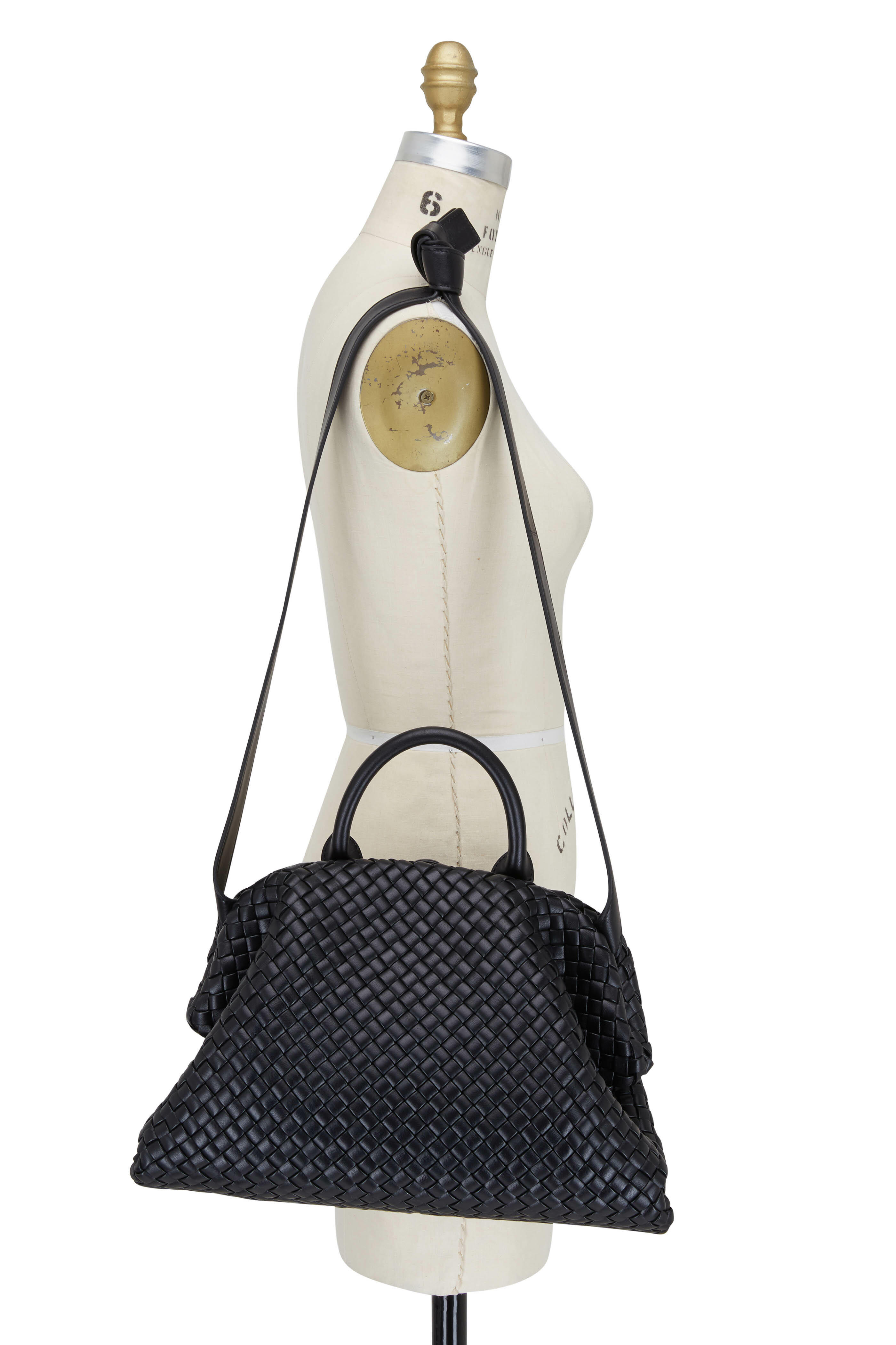 Bottega Veneta - The Handle Black Intrecciato Leather Large Bag