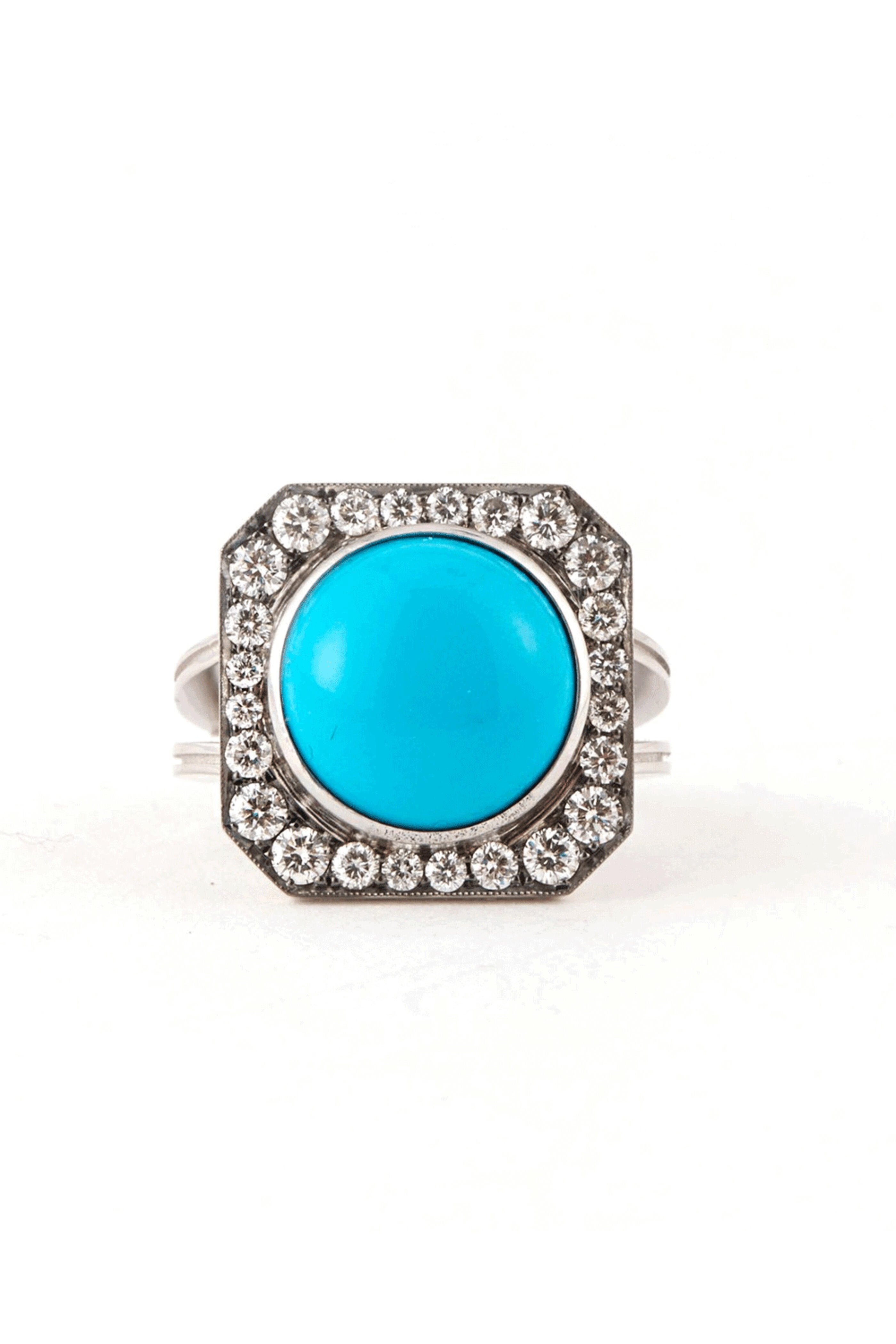 Sylva & Cie - Turquoise Diamond Octagon Ring