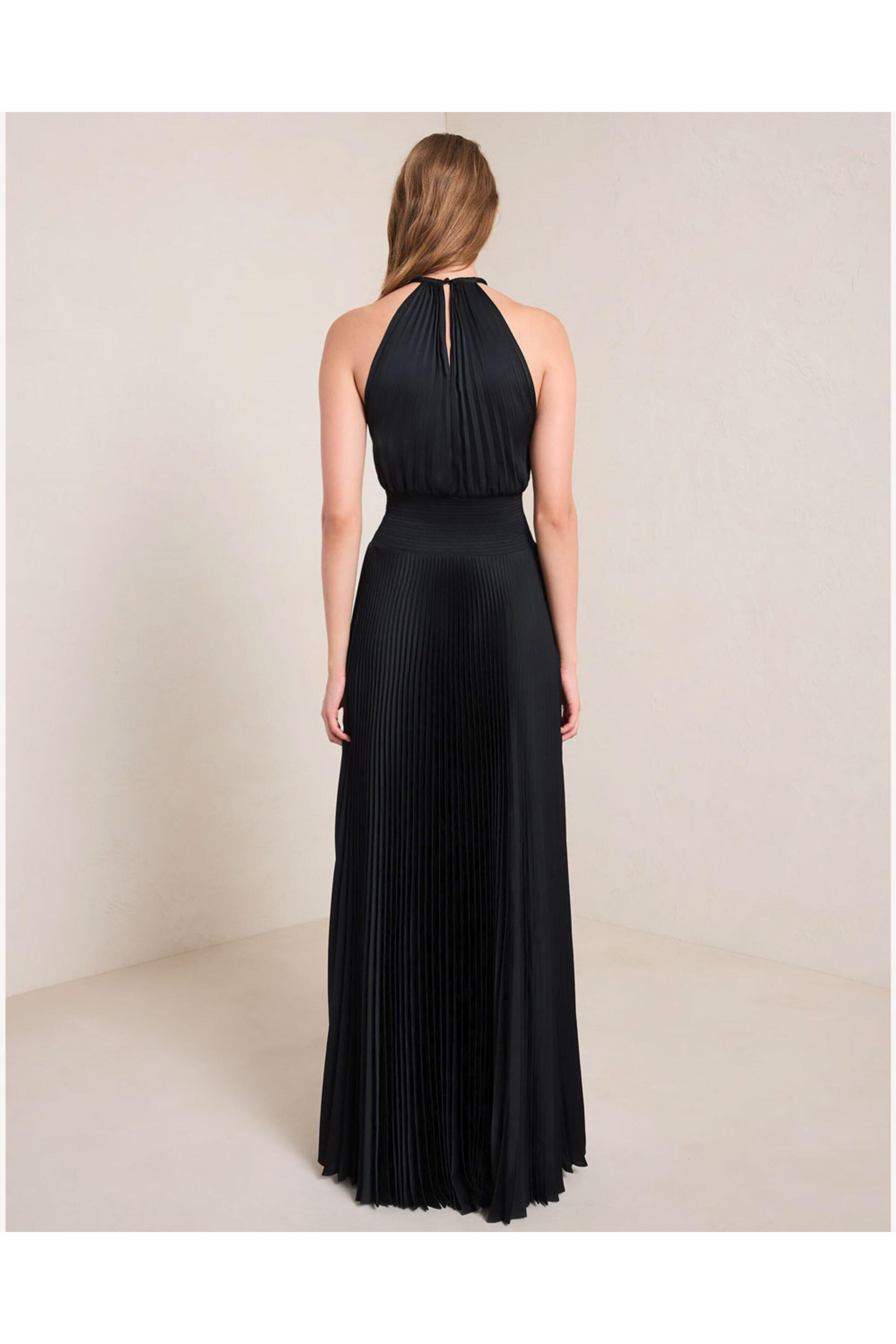 A.L.C. - Black Renata Satin Pleated Dress