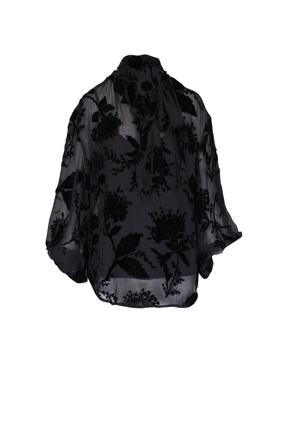 Zimmermann Burnout Black Necktie Blouse