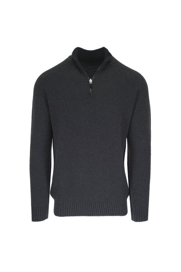 Fly3 Black Textured Wool Reversible Quarter Zip - view 1