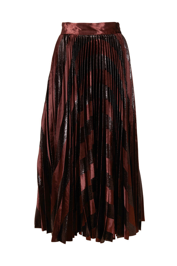 Dolce & Gabbana - Dark Brown Metallic Velvet Pleated Skirt