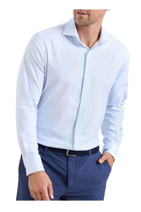 Peter Millar Excursionist Flex Blue Frost Check Sport Shirt - view 2