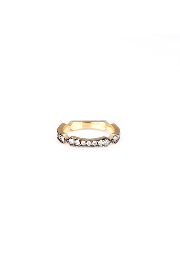 Sylva & Cie Round Brilliant Diamond Flapper Band Ring