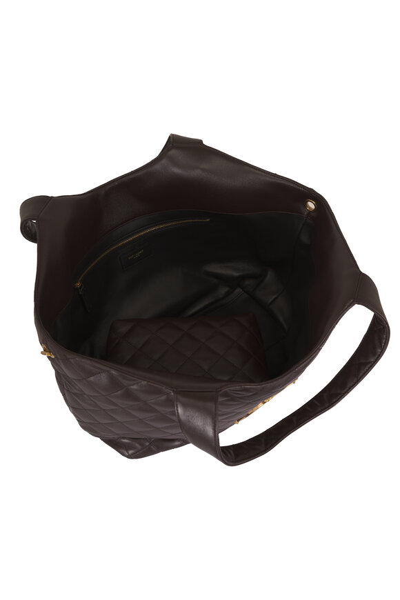 Saint Laurent Medium Icare Dark Chocolate Leather Shopping Tote - view 7