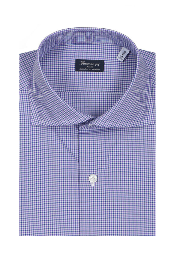 Finamore Purple & Blue Gingham Sport Shirt