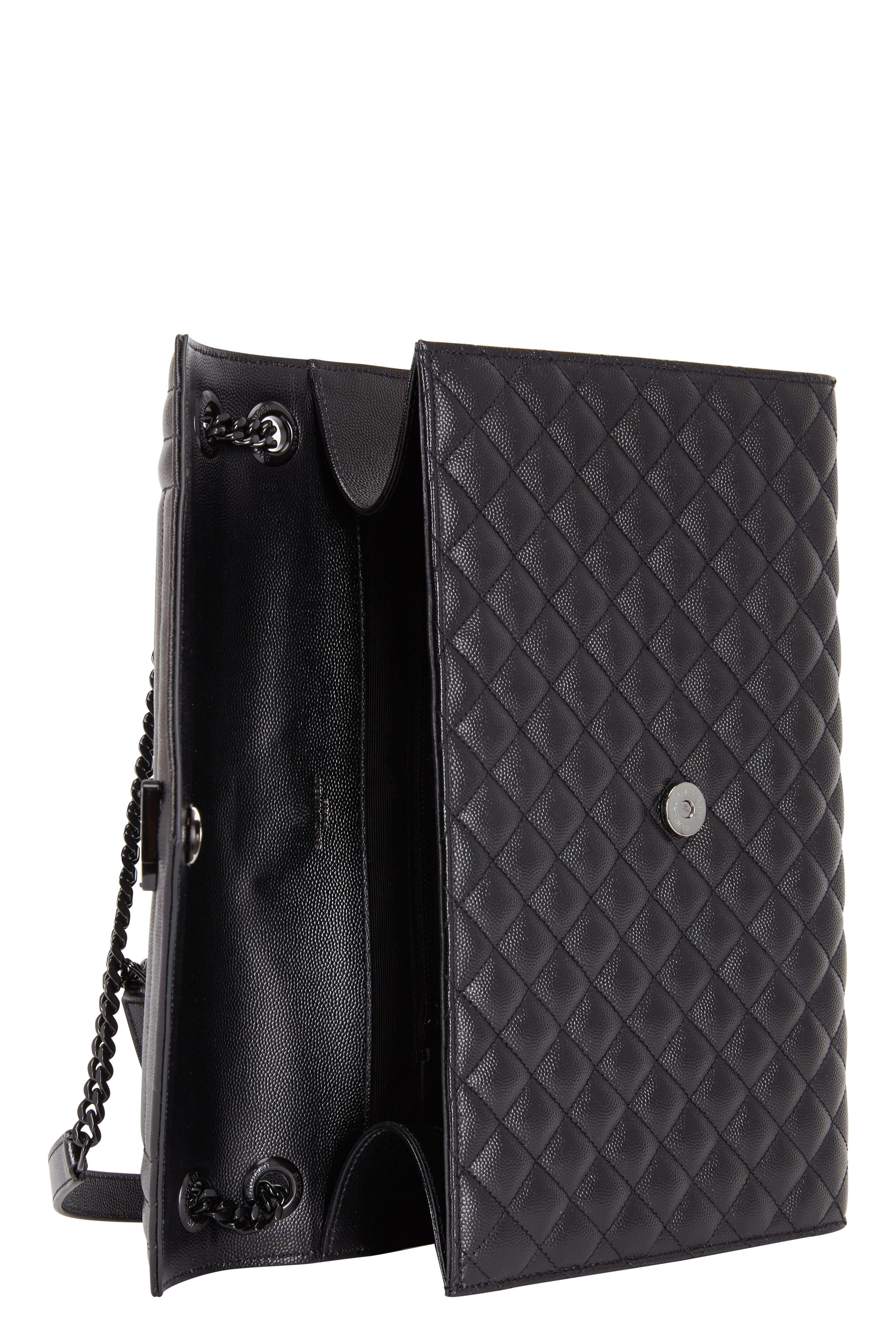 Saint Laurent - Cassandra Black Matelassé Large Shoulder Bag
