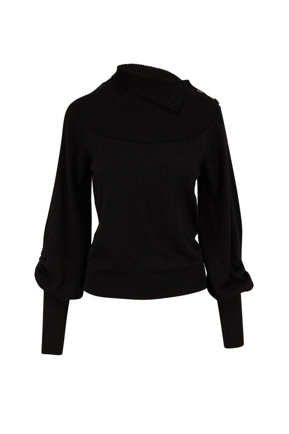 Chloé - Black Wool Button-Neck Sweater 