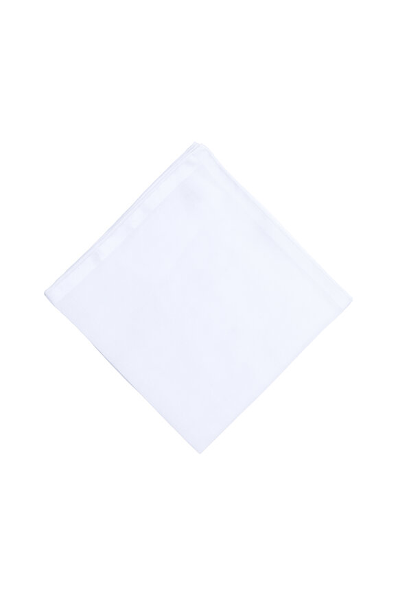 Simonnot-Godard Solid White Cotton Pocket Square 