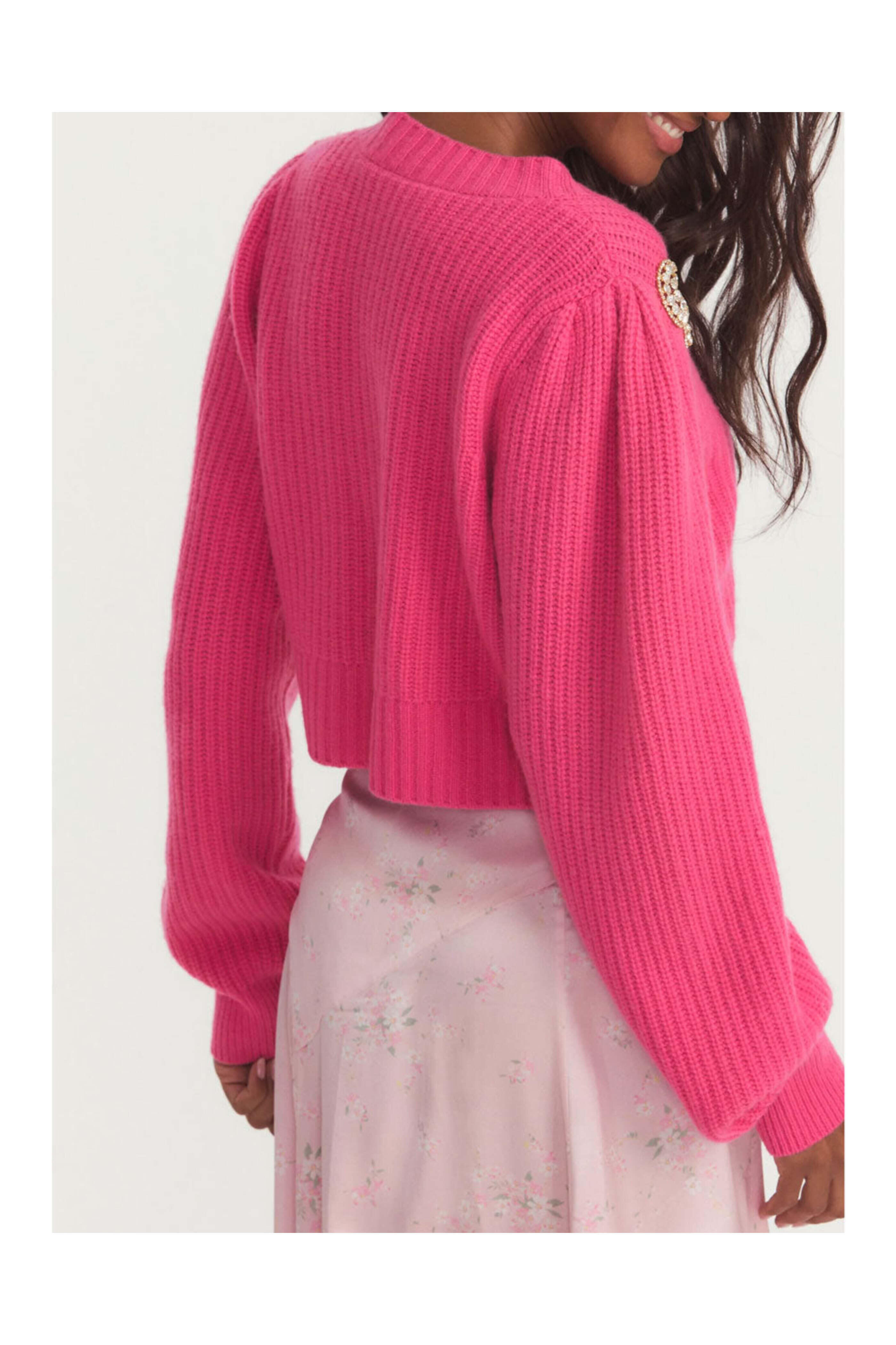 Loveshackfancy - Spotlight Pink Larsa Cropped Cardigan