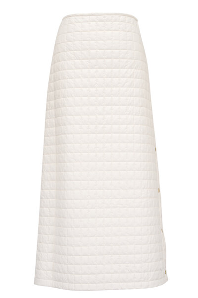 Saint Laurent - Beige Khaki Cotton Midi Skirt | Mitchell Stores