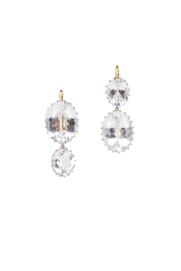 Renee Lewis 18k White Gold Oval Rock Quartz Earring