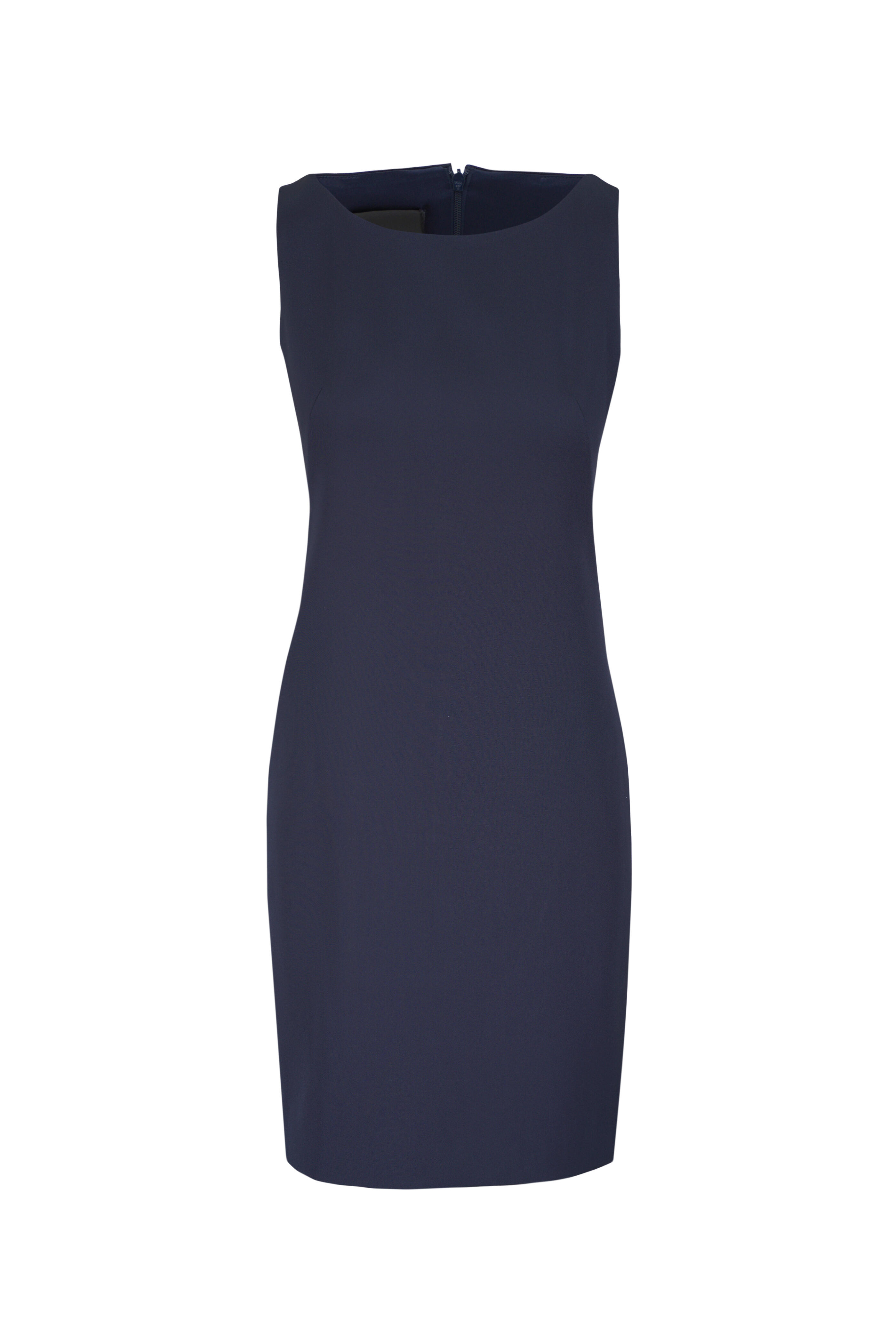 Akris - Sleeveless Navy Blue Round Neck Sheath Dress