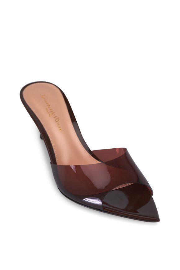 Gianvito Rossi Elle Brown Plexi Sandal, 55mm