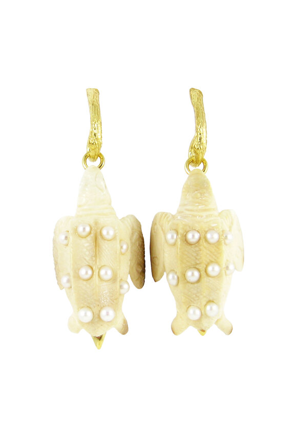 K. Brunini Jewels Diamond & Pearl Turtle Earrings - view 1