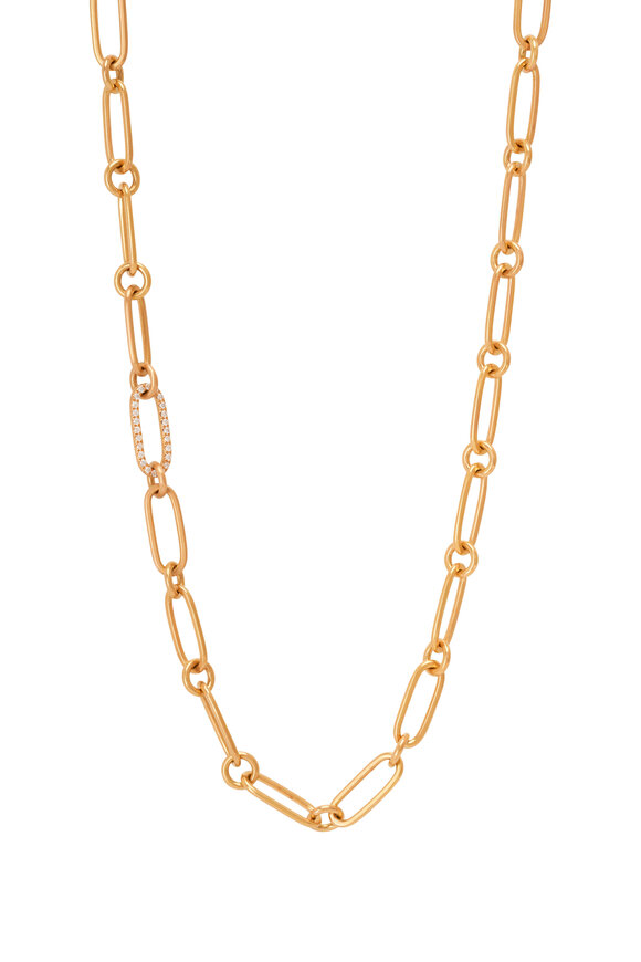 Caroline Ellen - 20K Yellow Gold & Diamond Paper Clip Link Necklace