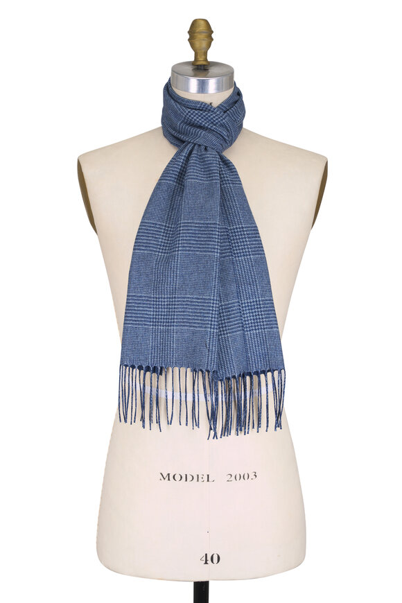 Fratelli Piacenza Dallas Denim Plaid Silk & Cashmere Scarf - view 1