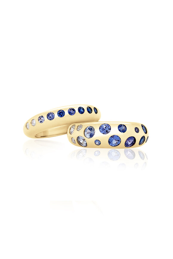 Claudia Mae - Blue Ombré Sapphire & Diamond Skinny Nomad Ring