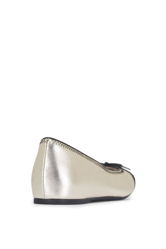 Valentino Garavani VLogo Platinum Leather Ballerina Flat - view 5