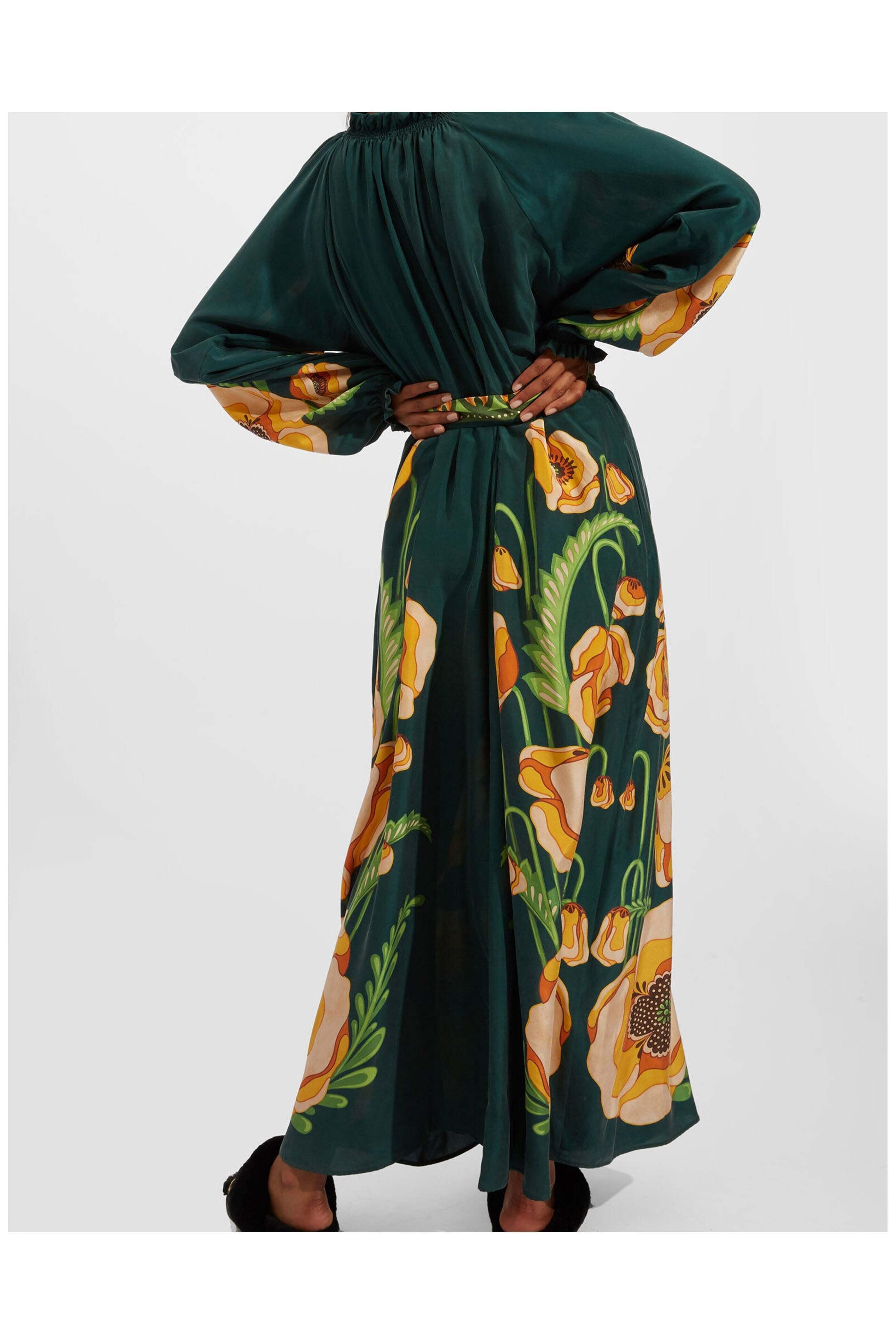 La DoubleJ - Poppies Green Placee Chere Dress