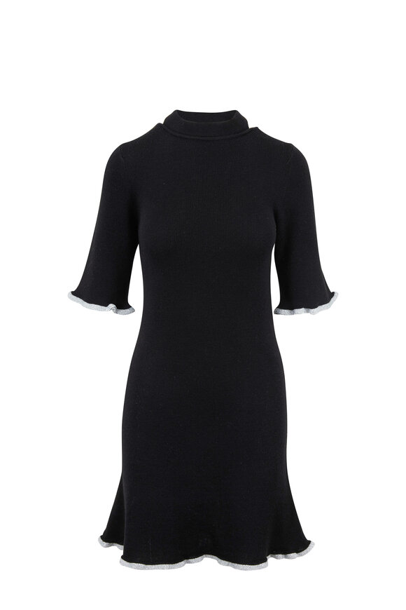 See by Chloé - Black Wool Metallic Trim Knit Dress