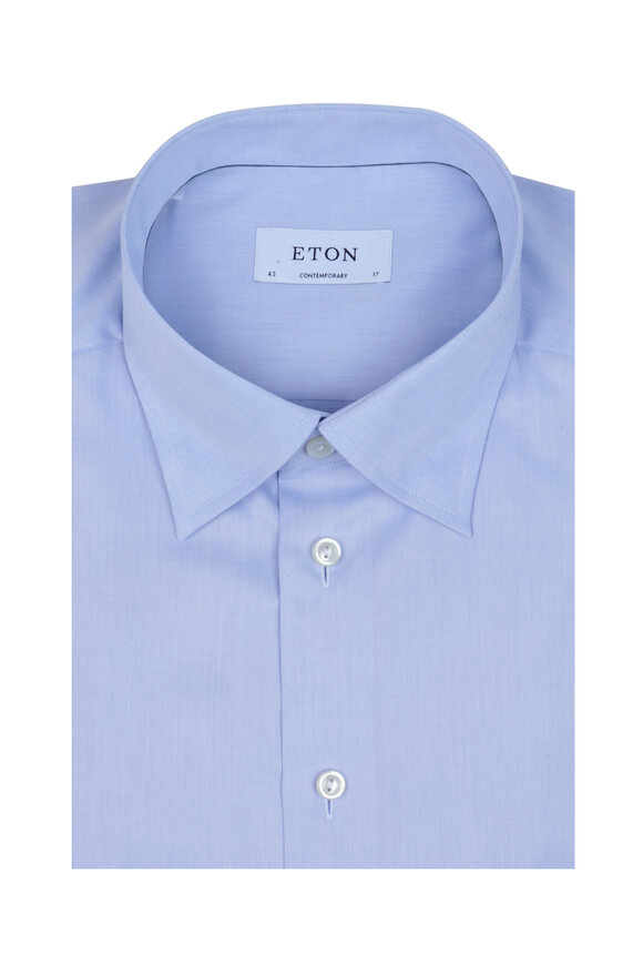 Eton - Light Blue Hidden Button Down Collar Dress Shirt 