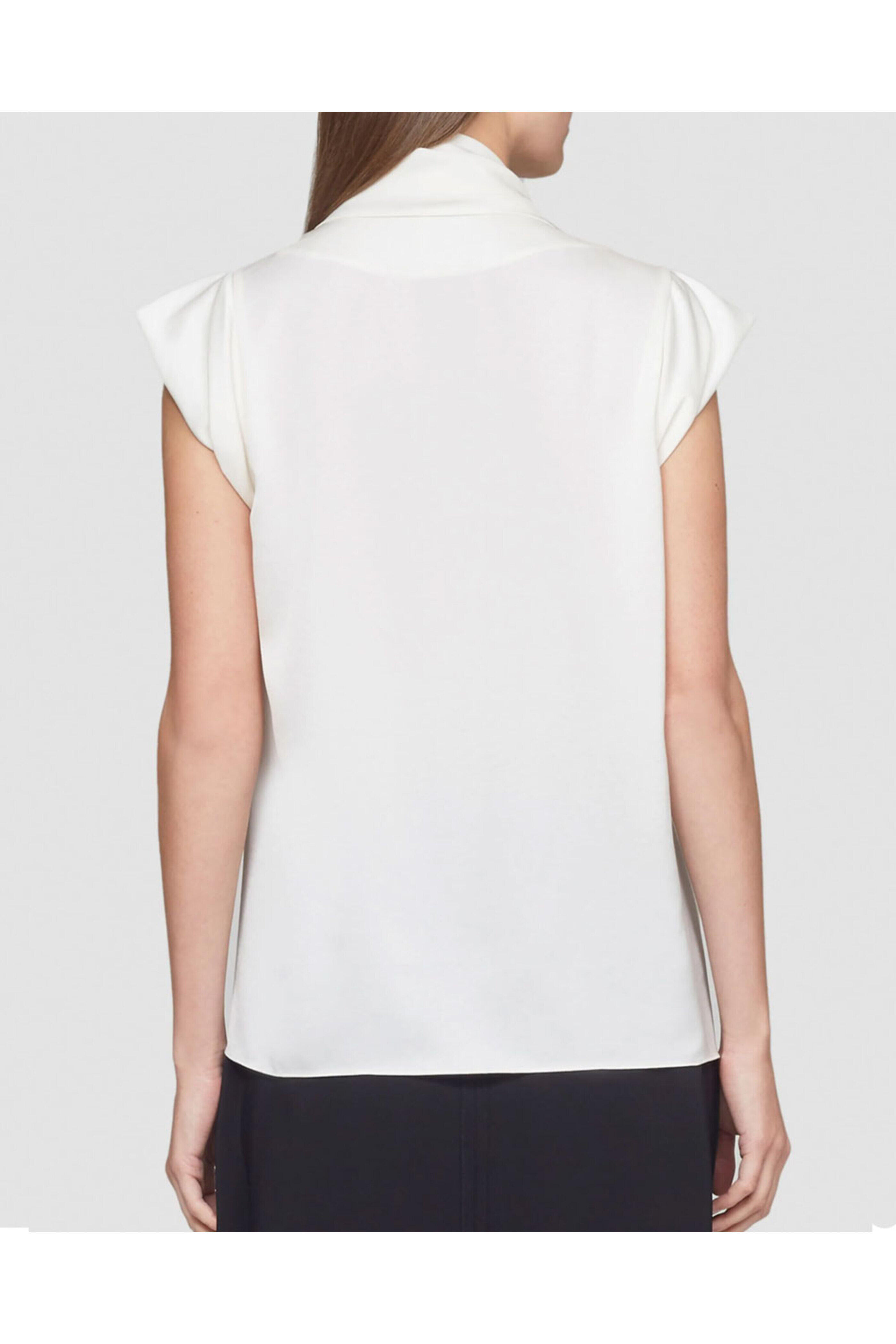 3.1 Phillip Lim - White Satin Scarf Neck Twisted Sleeve Blouse