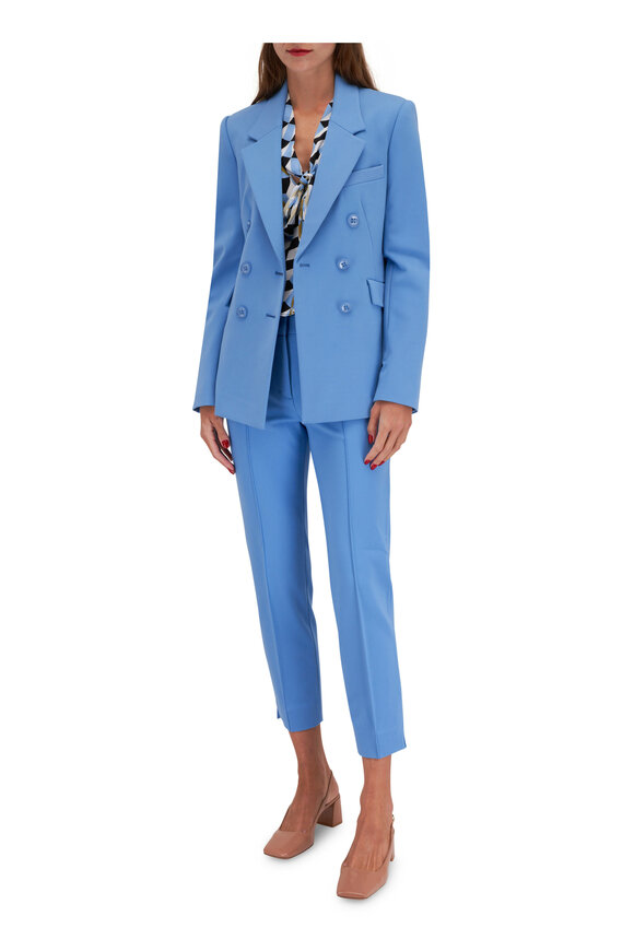 Dorothee Schumacher - Graphic Volumes Blue Tie Neck Blouse 