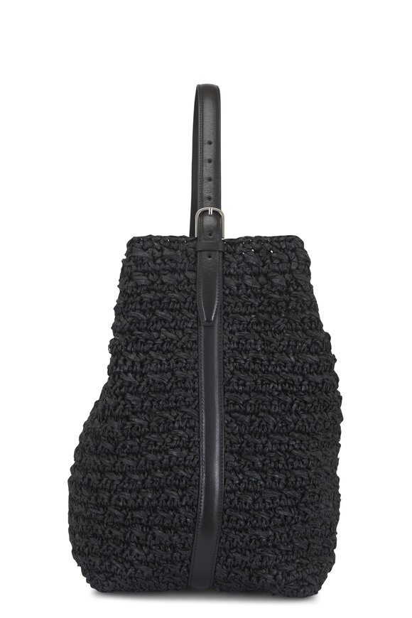 Totême Black Belted Raffia Tote - view 3