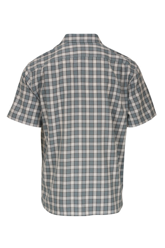 Vince - Teal Checkered Short Sleeve Plaid Shirt