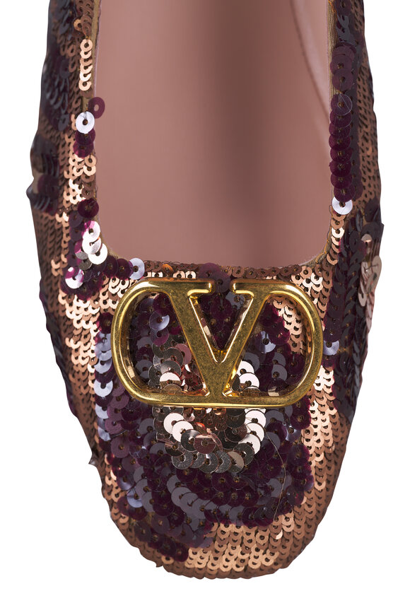 Valentino Garavani VLogo Signature Brown Animalier Ballerina Flat - view 4