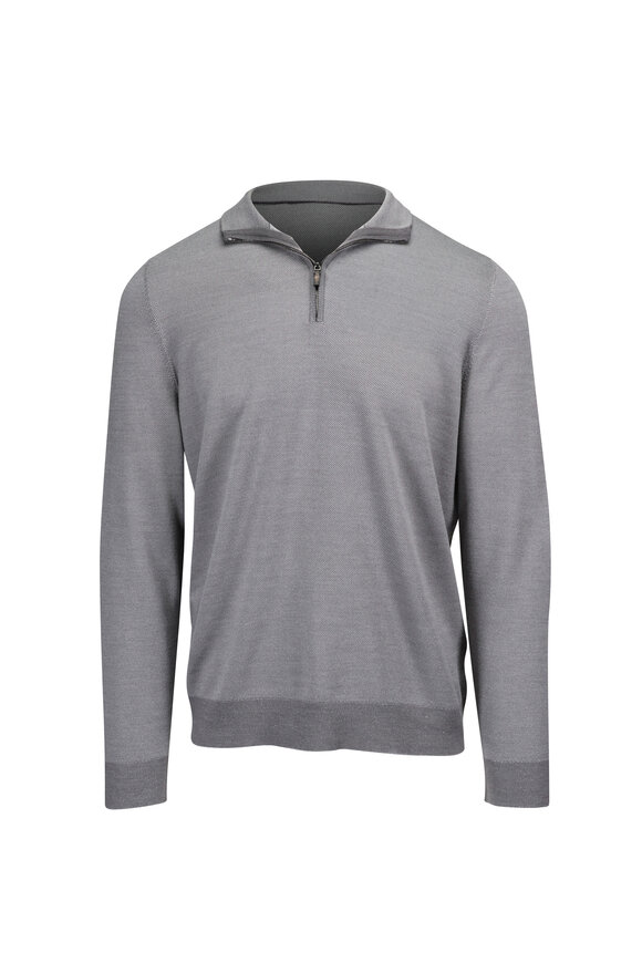 Colombo Thunderstorm Wool Quarter Zip Sweater
