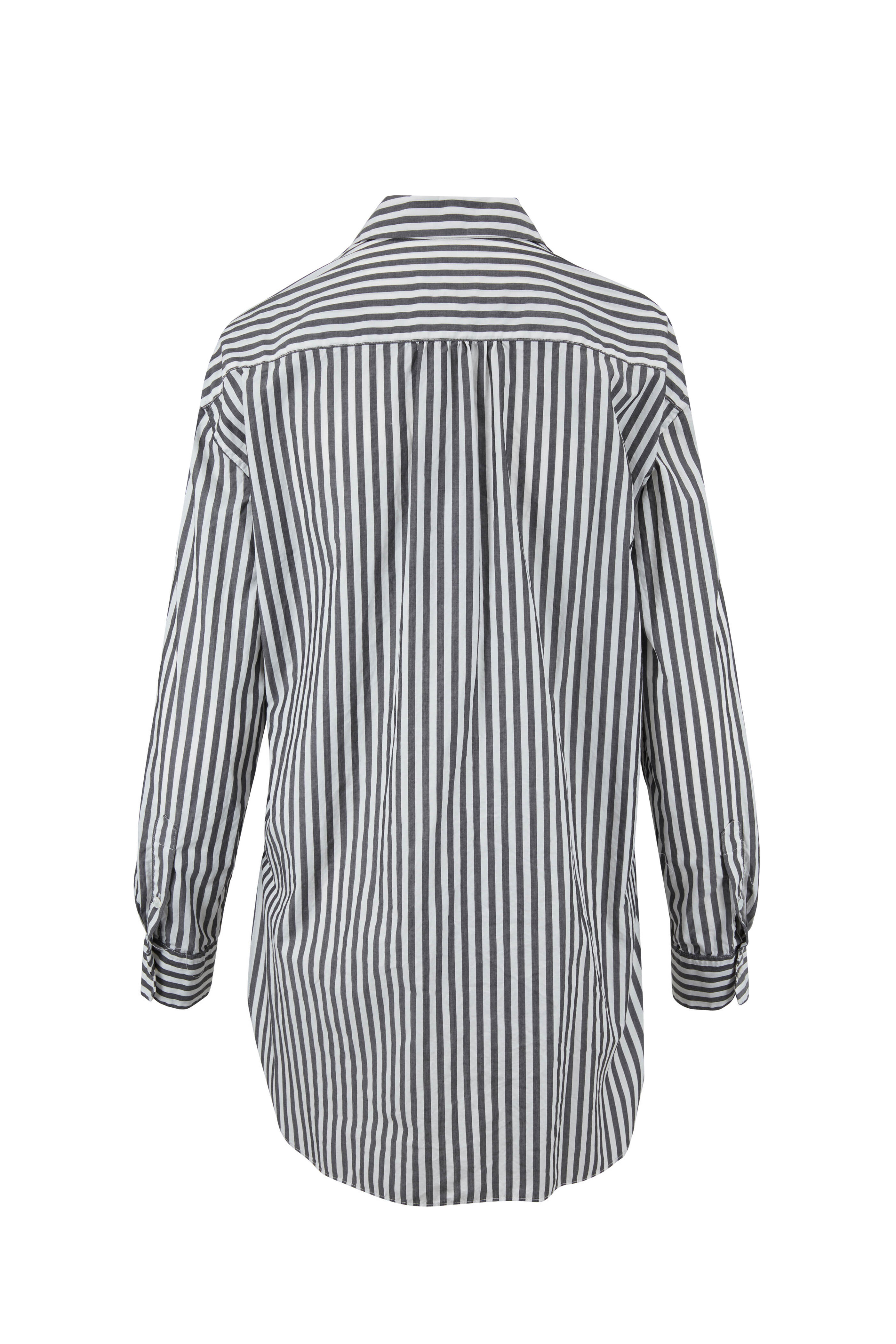【関税&送料込】Patou Black White Striped Cotton Mini Chemis Patou Black white striped cotton mini chemisier dress