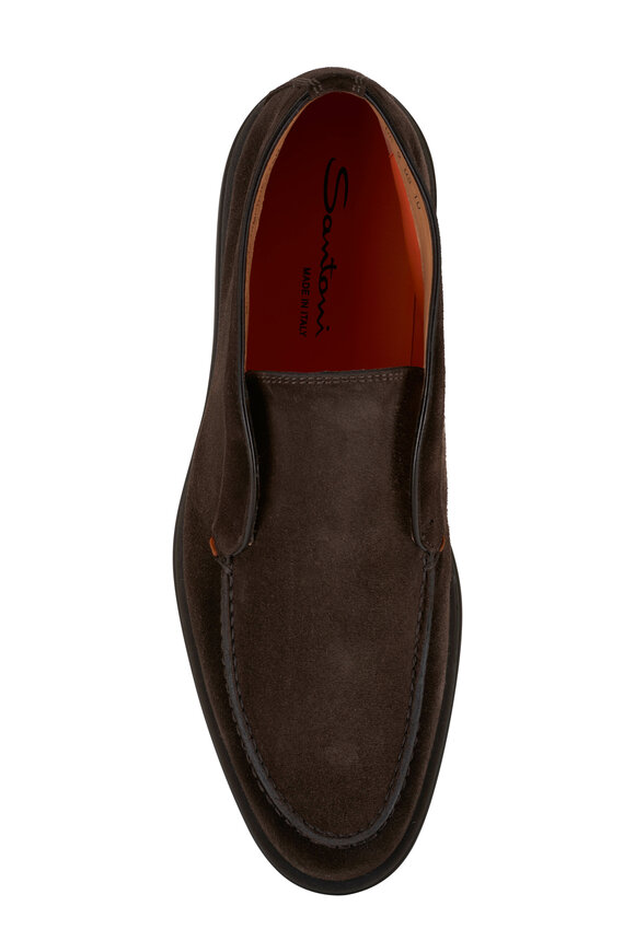 Santoni - Dragon Dark Brown Suede Slip On Shoe