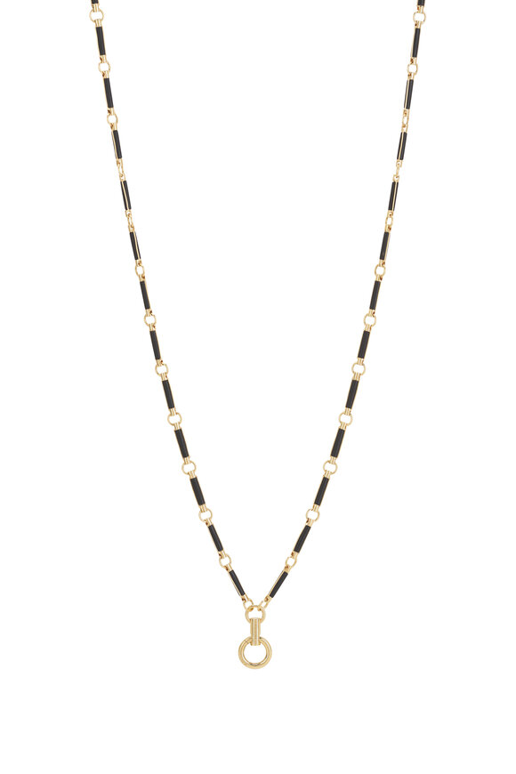 Foundrae Yellow Gold & Onyx Hanging Clockweight Necklace