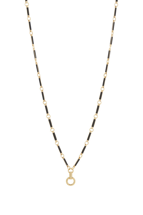 Foundrae - Yellow Gold & Onyx Hanging Clockweight Necklace